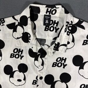 Neff x Disney "OH BOY" Mickey Mouse White/Black Button Down Shirt Large